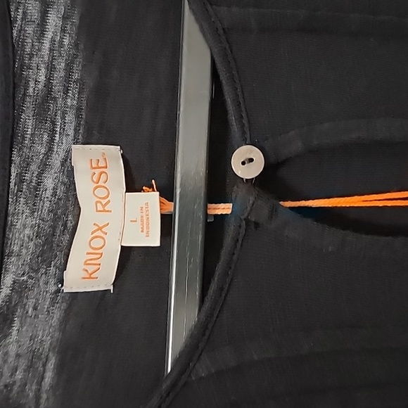 KNOX ROSE Black 3/4 Sleeve Top with Pleating Size Large - Picture 4 of 12